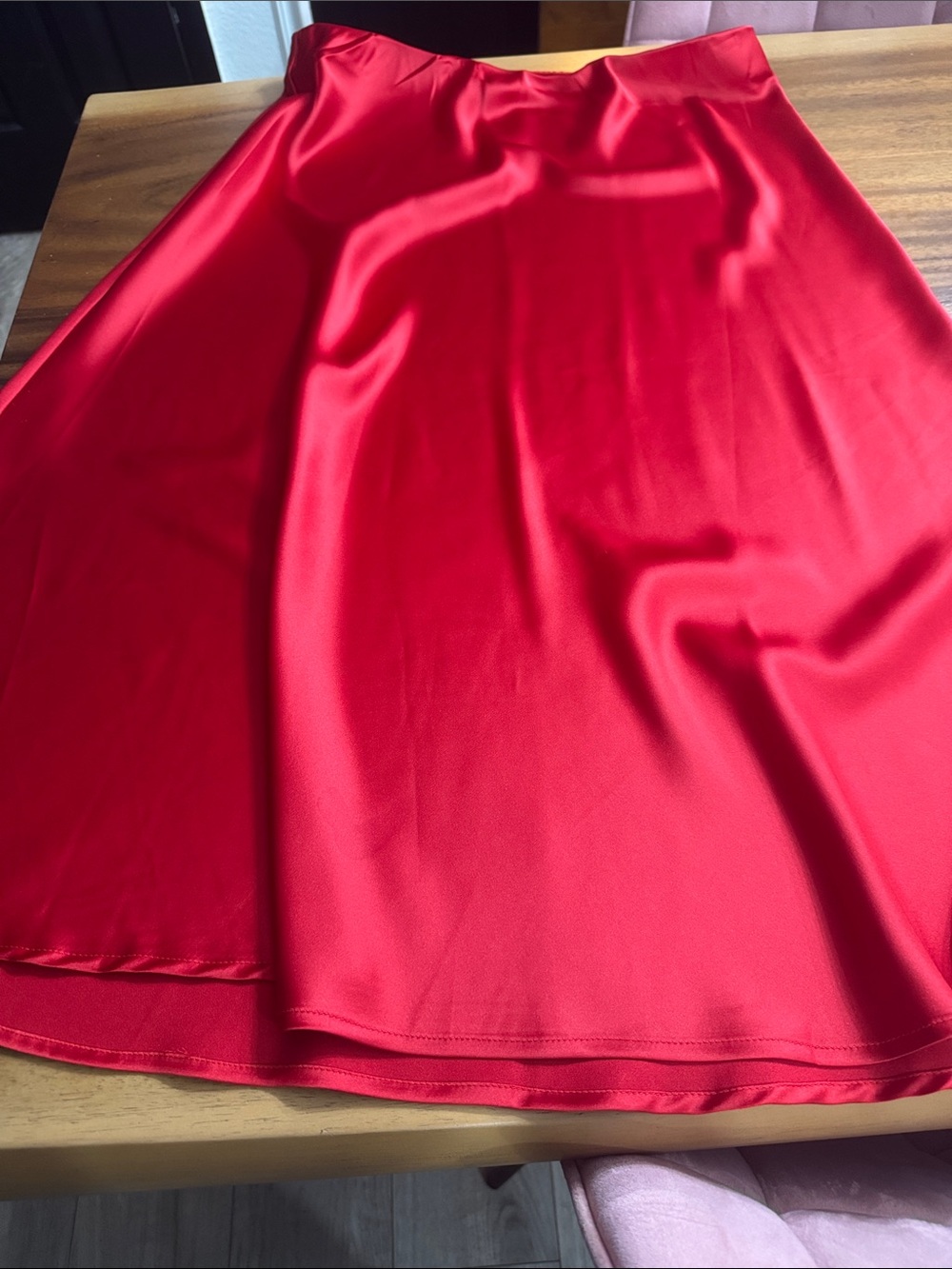 Satin Maxi Skirt in Vibrant Red